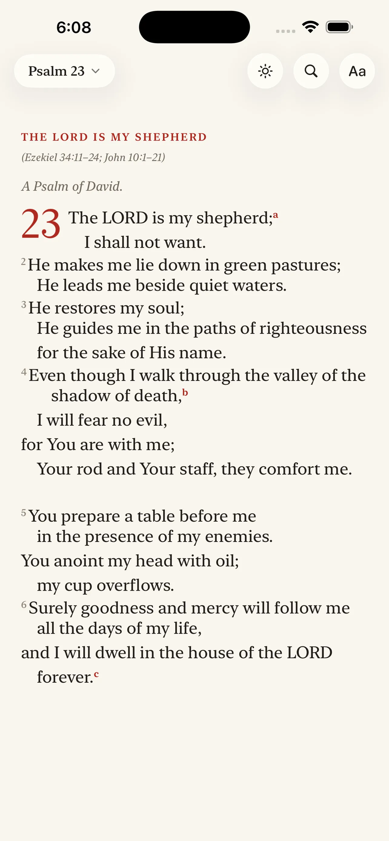 Berean Bible: Psalm 23 on a warm paper page