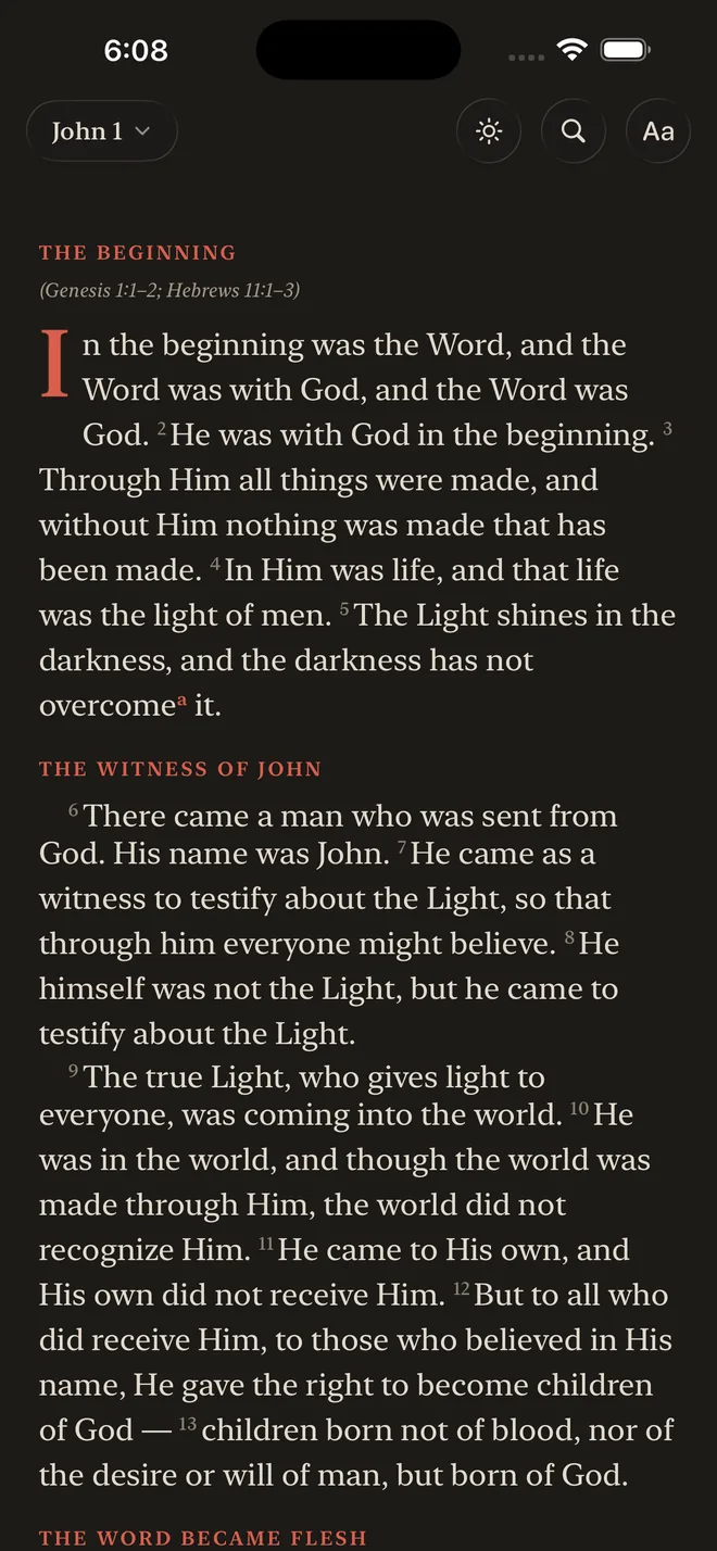John 1 in the dark Night Vellum theme
