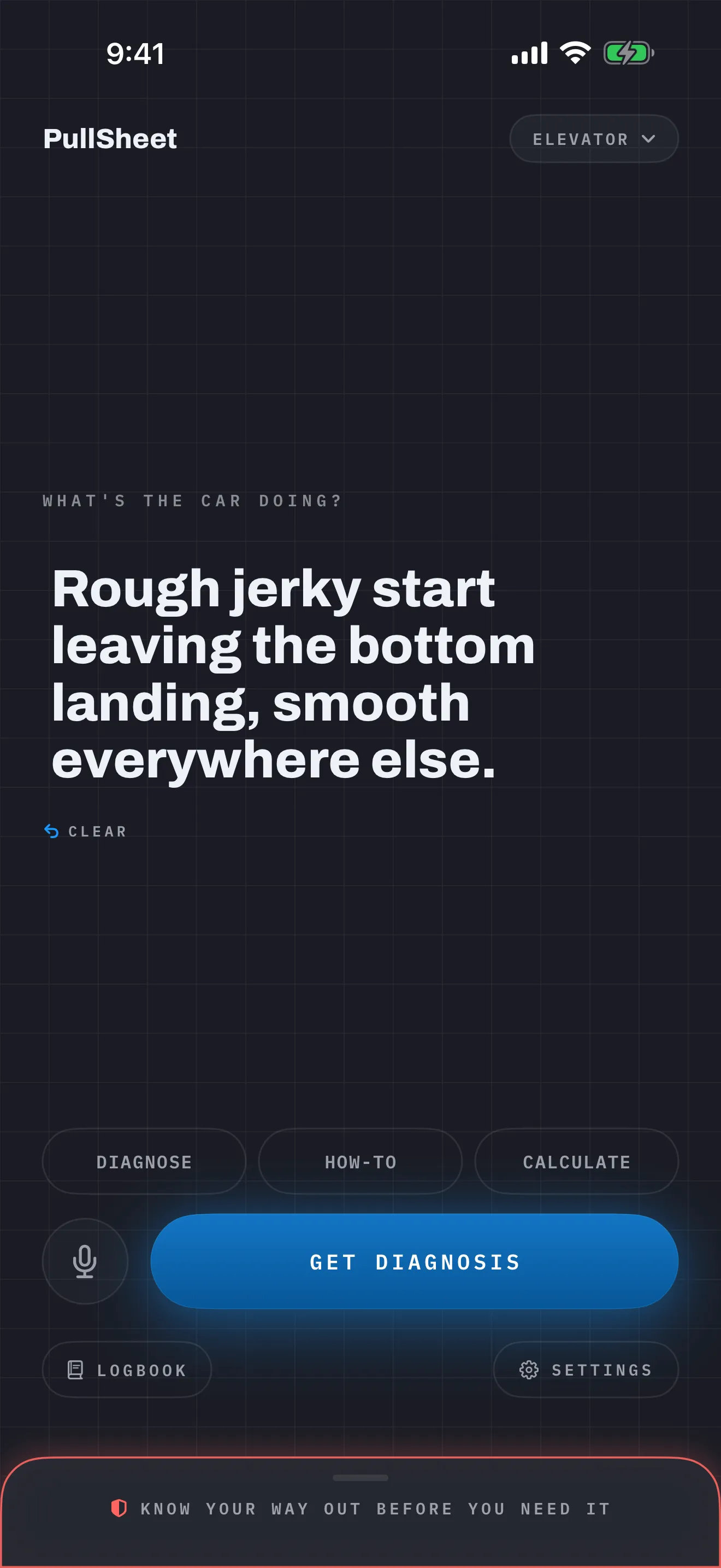 The PullSheet console with a symptom typed in plain words